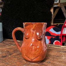 Gold Lustered Lady Mug in Cinnamon Brown by Luster Hustler Aidan Fraser Bodies Midcoast Maine Artisan Store The Good Supply Pemaquid Made in USA