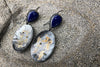 Gold dust Oxidized Silver Lapis Lazuli bauble earrings by Christine Peters Jewelry Midcoast Maine Artisan Store The Good Supply Pemaquid Made in USA