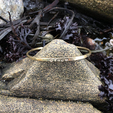 Grace Cuff Bracelet hand forged and stamped in Red Brass by Loving Anvil Midcoast Maine Artisan Store The Good Supply Pemaquid Made in USA