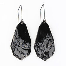 Kate Mess Charred Series Earrings No. 13 in Enamel on Copper with Sterling Made in Maine USA