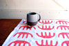 Red Combs Block Printed Cotton Tea Towel Handmade by Allison McKeen Midcoast Maine Artisan Store The Good Supply Pemaquid Made in USA