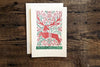 Saturn Press Letterpress Christmas Card Folk Deer is Made in Maine USA