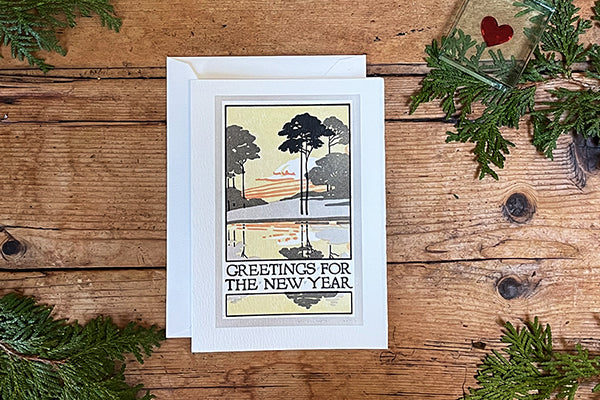 Saturn Press Letterpress Christmas Holidays Greeting Card 1246 New Dawn Midcoast Maine Artisan Store The Good Supply Pemaquid Made in USA