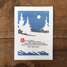 Saturn Press Letterpress Christmas Holidays Greeting Card Be Glad Midcoast Maine Artisan Store The Good Supply Pemaquid Made in USA