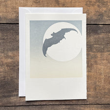 Saturn Press Letterpress Greeting Card Moon Bat Midcoast Maine Artisan Store The Good Supply Pemaquid Made in USA