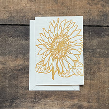 Saturn Press Letterpress Greeting Note Card Set of Six Grace Notes in Sunny One Sunflower Midcoast Maine Artisan Store The Good Supply Pemaquid Made in USA
