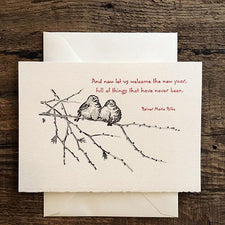 Saturn Press Letterpress Holiday Card Juncos is made in Maine USA