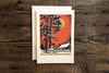 Saturn Press Letterpress Holiday Card Red Sky is made in Maine USA