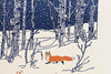 Saturn Press Letterpress Holiday Card Snow Fox is made in Maine USA