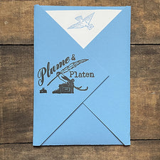 Saturn Press Letterpress Stationery Set Plume and Platen Bluebird Midcoast Maine Artisan Store The Good Supply Pemaquid Made in USA