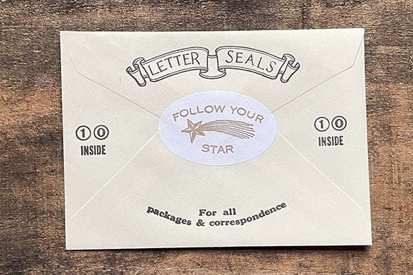 Saturn Press Letterpress Stationery Sticker Seal Set Follow Your Shooting Star Midcoast Maine Artisan Store The Good Supply Pemaquid Made in USA