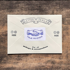 Saturn Press Letterpress Stationery Sticker Seal Set True Friends Shaking Hands Midcoast Maine Artisan Store The Good Supply Pemaquid Made in USA