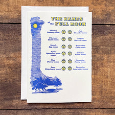 Saturn Press Letterpress Greeting Card Names of the Full Moon Midcoast Maine Artisan Store The Good Supply Pemaquid Made in USA