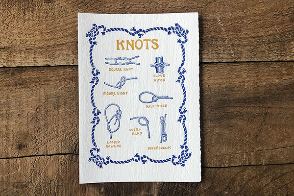 The Good Supply Pemaquid Midcoast Artisan Store Letterpress Card Saturn Press Made in Maine USA Knots