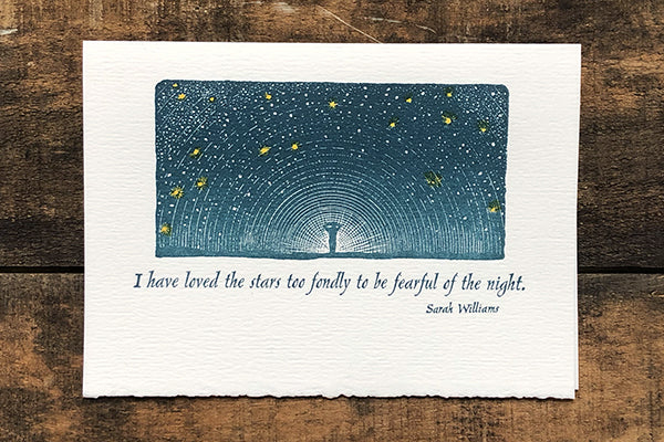 The Good Supply Midcoast Artisan Store Letterpress Cards Saturn Press Made in Maine USA Love for Stars Sympathy Card with Quote by Poet Sarah Williams