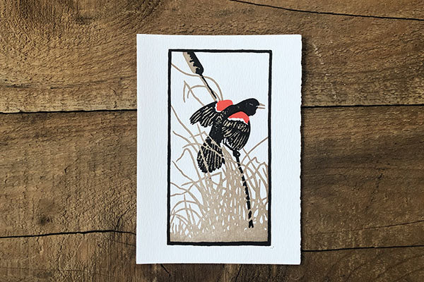 The Good Supply Pemaquid Midcoast Artisan Store Letterpress Card Saturn Press Made in Maine USA Red Wing Blackbird