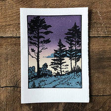 The Good Supply Pemaquid Midcoast Artisan Store Letterpress Card Saturn Press Made in Maine USA Twilight Sheepscot River