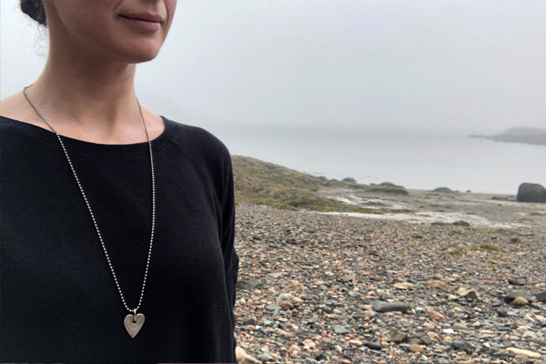 The Good Supply Midcoast Artisan Store Silver Hammered Heart Strength 6 Necklace by Anita Roelz Circle Stone Designs Rugged Jewelry Made in Maine USA