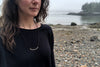 The Good Supply Midcoast Artisan Store Silver and Dark Brown Leather Thin Whalebone Hammered Necklace by Anita Roelz Circle Stone Designs Rugged Jewelry Made in Maine USA
