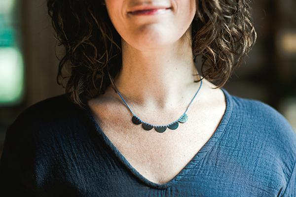 Bent Metal Crocheted Silk Chain and Sterling Silver Necklace Made in Maine USA