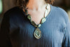 The Good Supply in Pemaquid Maine Enamel Artist Kate Mess Statement Necklace Tidal Necklace No.1 Oyster Shell Handmade in USA