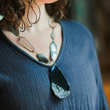 The Good Supply in Pemaquid Maine Enamel Artist Kate Mess Statement Necklace Tidal 2 Charred Handmade in USA