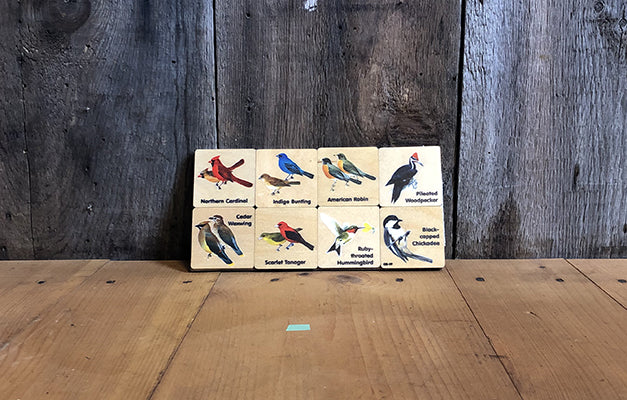 The Good Supply in Pemaquid Maine Artist Collection Maple Landmark Made in USA Backyard Birds Memory Tiles Game
