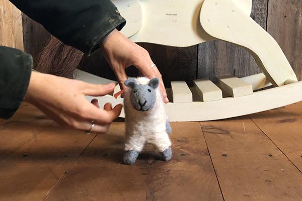 The Good Supply in Pemaquid Maine Artist Collection Mulxiply Hand felted Wool Gray Lamb Toy Stuffed Animal