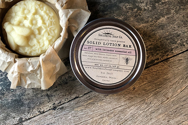 The Good Supply in Pemaquid Maine Artist Collection SoulShine Soap Co. Eco-friendly Made in USA Solid Lotion Bar in Lavender