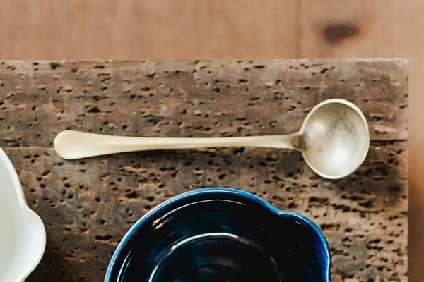 The Good Supply in Pemaquid Maine Artist Erica Moody Handmade Brass Appetizer Spoon