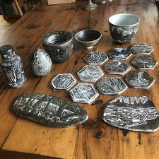 Environmental Sgraffito Art workshop by Tim Christensen Contemporary Nature Inspired Ceramic Artist Midcoast Maine Artisan Store The Good Supply Pemaquid Made in USA