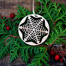 The Good Supply Pemaquid Maine Midcoast Artisan Store Maple Landmark Sustainably Harvested Vermont Hardwood Holiday Christmas Ornament Made in USA Snowflake