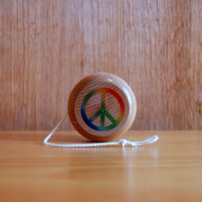 The Good Supply Pemaquid Maine Midcoast Artisan Store Maple Landmark Sustainably Harvested Vermont Hardwood Rainbow Peace Sign Wooden Yo Yo Made in USA