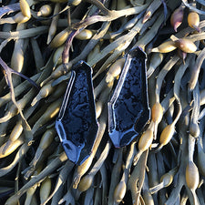 The Good Supply in Pemaquid Maine Enamel Artist Kate Mess Barnacle No 43 Charred Series Post Earrings in Enamel and Argentium Silver Handmade in USA