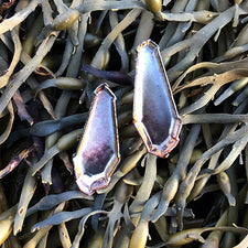 The Good Supply in Pemaquid Maine Enamel Artist Kate Mess Barnacle No 43 Post Earrings in Sea Smoke Enamel and Argentium Silver Handmade in USA