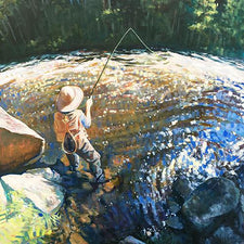 The Good Supply in Pemaquid Maine Kinesthetic Intelligence Artist Jessica Ives Fly Fishing Large Scale Oil Painting Made in USA