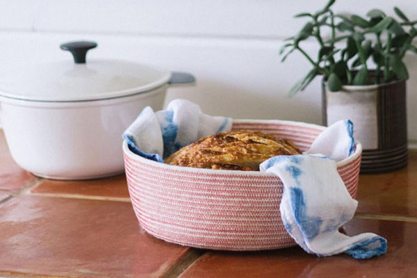 Flat Round Rope Basket Made in Maine by Tethermade